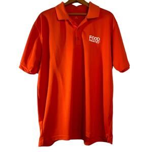 Vansport Food Fanatics 3 Button Polo Tee Shirt Top Size Medium Solid Orange